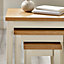 Furniturebox UK Set of 3 Wooden Nesting Tables - Eden Wood Nested Tables - Pale Oak Veneer Top - Solid Rubberwood Cream Frame