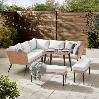 Metal garden corner sofa dining online set