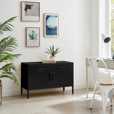 Furniturebox UK Teksi Black Metal 2 Door Sideboard
