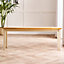 Furniturebox UK Tenby Large Solid Wood Cream Painted Dining Bench With Oak Coloured Seat