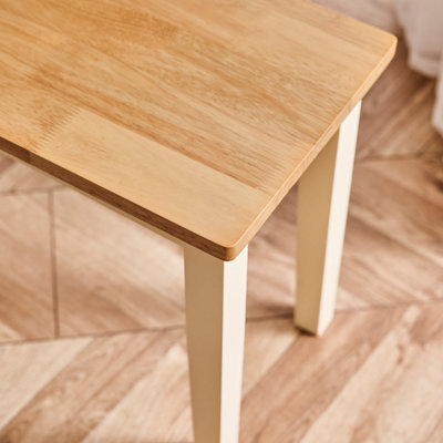 Furniturebox UK Tenby Large Solid Wood Cream Painted Dining Bench With Oak Coloured Seat