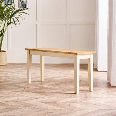 Furniturebox UK Tenby Small Solid Wood Cream Painted Dining Bench With ...