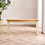 Furniturebox UK Tenby Small Solid Wood Cream Painted Dining Bench With Oak Coloured Seat