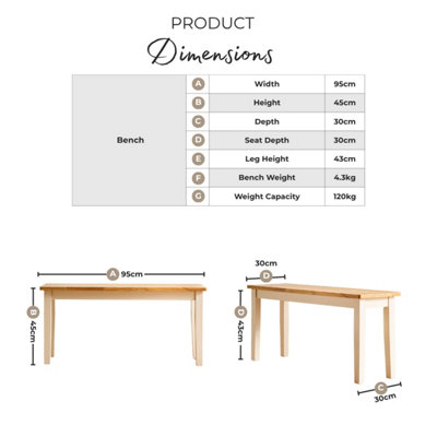 Furniturebox UK Tenby Whitewashed &Grey Solid Wood Small Dining Bench
