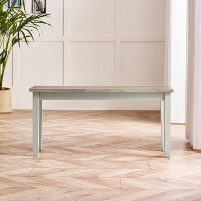 Furniturebox UK Tenby Whitewashed &Grey Solid Wood Small Dining Bench
