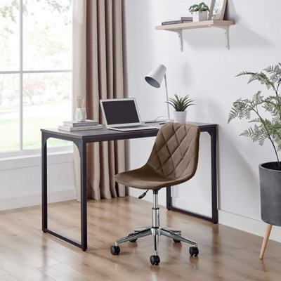 Furniturebox UK Tessa Brown Velvet and Silver Office Chair