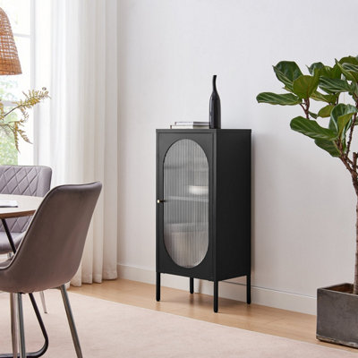 Furniturebox UK Urbi Small Black Metal Cabinet