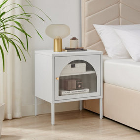 Furniturebox UK Urbi White Metal Bedside Table