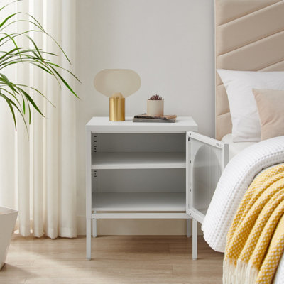 Furniturebox UK Urbi White Metal Bedside Table