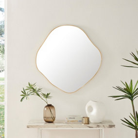 Furniturebox UK Vita Irregular Pebble Wall Mirror with Gold Frame