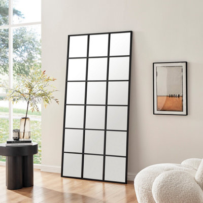 Furniturebox UK Yoko Large Full Length Black Window Wall Mirror