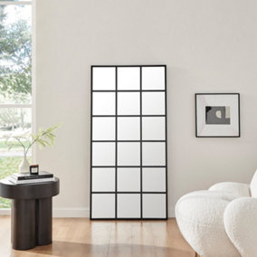 Furniturebox UK Yoko Medium Black Frame Window Wall Mirror
