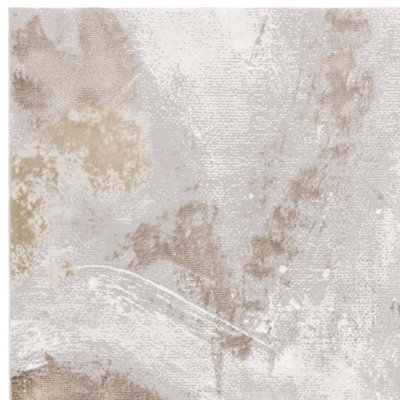 Furniturebox UK Zephyr Beige Metallic Lustre Rug 200x290