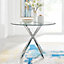 Furniturebox Venice Contemporary Tempered Glass And Silver Chrome Round Dining Table