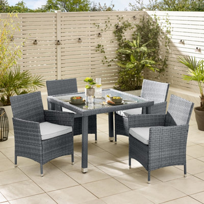 FurnitureboxUK Barbados Grey Rattan Seat Garden Dining Set