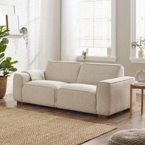 FurnitureboxUK Petra 3-Seater Sofa With Meranti Wood Frame Upholstered In Cream Eco Recycled Fabric