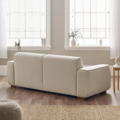 FurnitureboxUK Petra 3-Seater Sofa With Meranti Wood Frame Upholstered In Cream Eco Recycled Fabric
