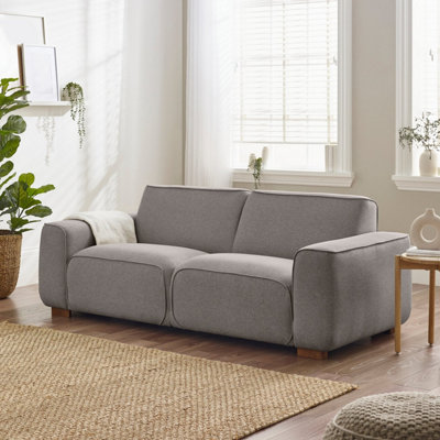 FurnitureboxUK Petra 3-Seater Sofa With Meranti Wood Frame Upholstered In Taupe Beige Eco Recycled Fabric