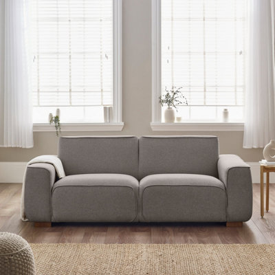 FurnitureboxUK Petra 3-Seater Sofa With Meranti Wood Frame Upholstered In Taupe Beige Eco Recycled Fabric