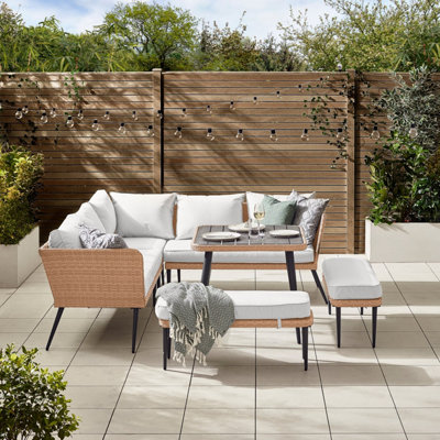 FurnitureboxUK Seychelles Outdoor Rattan Sofa Set, Beige