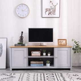 FurnitureHMD 2 Door TV Stand Cabinet with Open Shelves Sideboard Entertainment Modern Bedroom Furniture