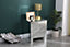 FurnitureHMD 2 Drawer Mirrored Bedside Table Crystal Units Nightstand Storage Cabinet for Bedroom,Living Room