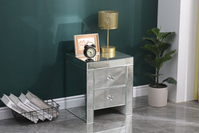 2 drawer on sale mirrored nightstand