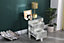 FurnitureHMD 2 Drawer Mirrored Bedside Table Crystal Units Nightstand Storage Cabinet for Bedroom,Living Room