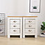 FurnitureHMD 3 Darwer Wooden Bedside Tables Set of 2 Bedside Cabinet Storage Unit White and Oak