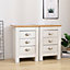 FurnitureHMD 3 Darwer Wooden Bedside Tables Set of 2 Bedside Cabinet Storage Unit White and Oak