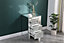 FurnitureHMD 3 Drawer Mirrored Bedside Table Crystal Units Nightstand Storage Cabinet for Bedroom,Living Room