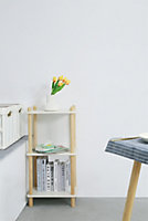 FurnitureHMD 3-Tier Household Shelf,Organiser Shelves,Storage Shelf with Birch Round Legs and MDF Shelving Unit for Bedroom,