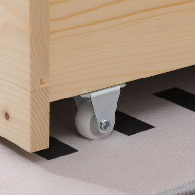 FurnitureHMD 3FT Solid Wood Kids Bed Single Bed Frame with 2 Storage ...