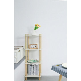FurnitureHMD 4-Tier Household Shelf,Organiser Shelves,Storage Shelf with Birch Round Legs and MDF Shelving Unit for Bedroom