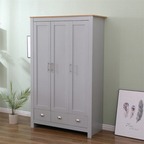 FurnitureHMD Bedroom Wardrobes with 3 Doors and 3 Drawers Clothes Storage Cupboards with Shelves & Hanging Rails