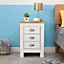 FurnitureHMD Bedside Table with 3 Drawers Storage Unit Wooden Nightstand for Bedroom White&Oak