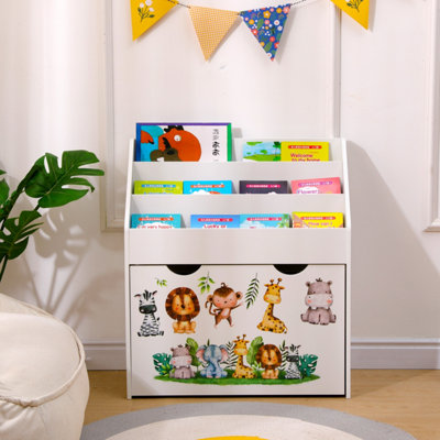 FurnitureHMD Children Kids White Bookshelf, Book Rack, Book Toy Storage ...