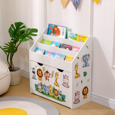 FurnitureHMD Children Kids White Bookshelf, Book Rack, Book Toy Storage ...