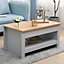FurnitureHMD Coffee Table with Sliding Top and Hidden Storage Compartment Side Table End Table Grey and Oak