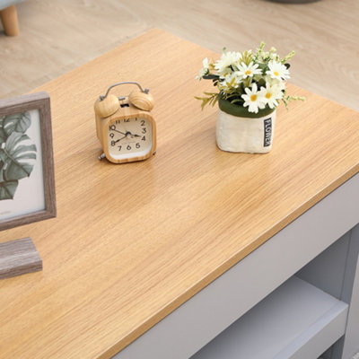 FurnitureHMD Coffee Table with Sliding Top and Hidden Storage Compartment Side Table End Table Grey and Oak