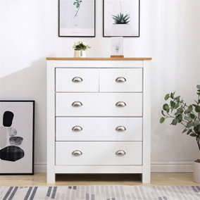 FurnitureHMD Elegant 3+2 Drawer Chest Tall Dresser Storage Cabinet Organiser Unit for Bedroom,Living Room, Hallway,Office
