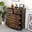 FurnitureHMD Industrial Style Chest with 5 Drawers Organizer Unit Metal Legs Storage Cabinet