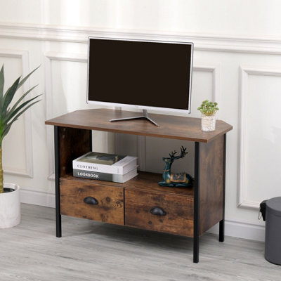 Metal and wood shop corner tv stand