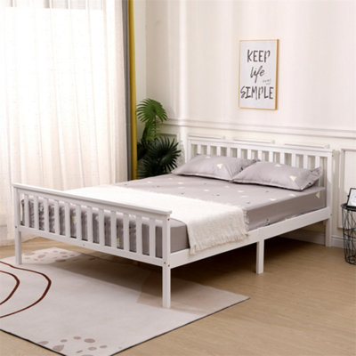 King size bed frame with headboard and footboard store wood