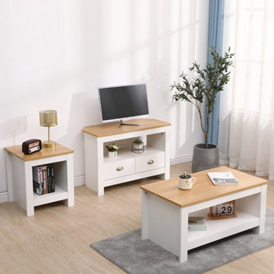 FurnitureHMD Living Room 3 Piece Set Lamp Table Side Table Coffee Table TV Sstand with 2