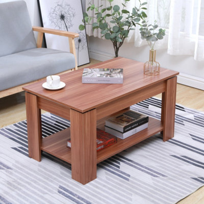 FurnitureHMD Livingroom Coffee Tea Table with Sliding Top & Large Hidden Storage Space Side Table Office Furniture,Walnut