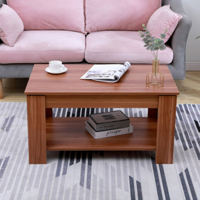 FurnitureHMD Livingroom Coffee Tea Table with Sliding Top & Large Hidden Storage Space Side Table Office Furniture,Walnut