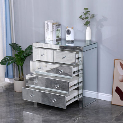 Glass on sale mirror drawers