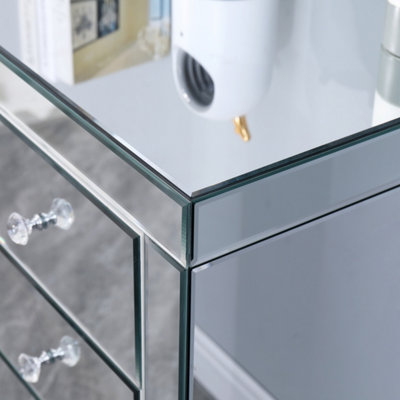 FurnitureHMD Mirrored Glass Chest of Drawers Muti-Storage Cabinet ...