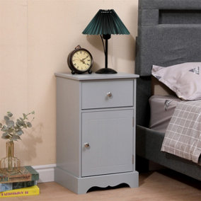 FurnitureHMD Modern Bedside Table with Drawer&Door,Wooden Nightstand,Storage Cabinet,Side End Table